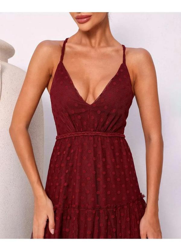 Dot Clothing - Vestido Dot Clothing Longo Tule Poa Bordo Verde 5