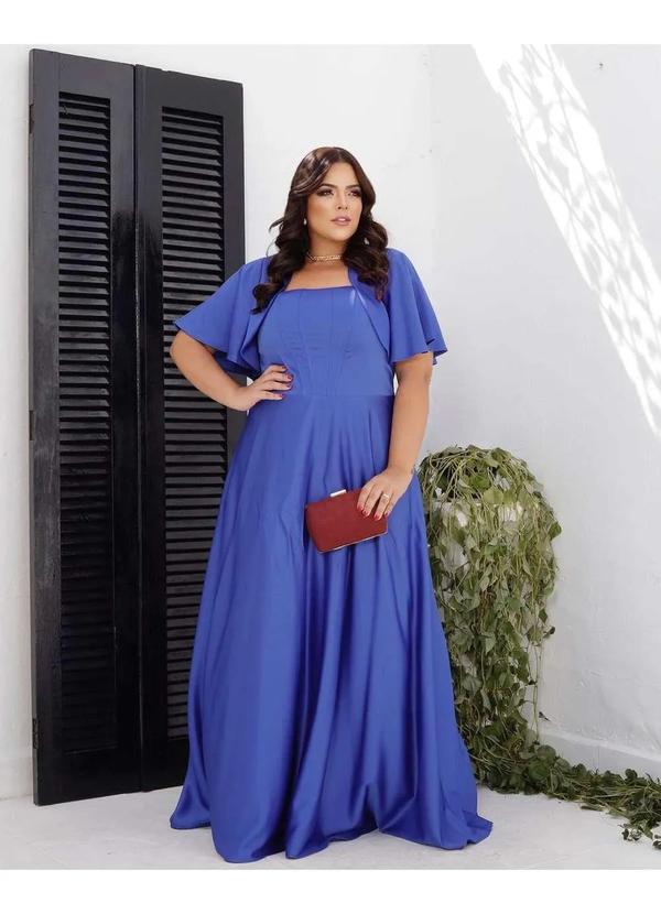 Cappuccino - Vestido Cappuccino Longo com Barbatana Azul Azul