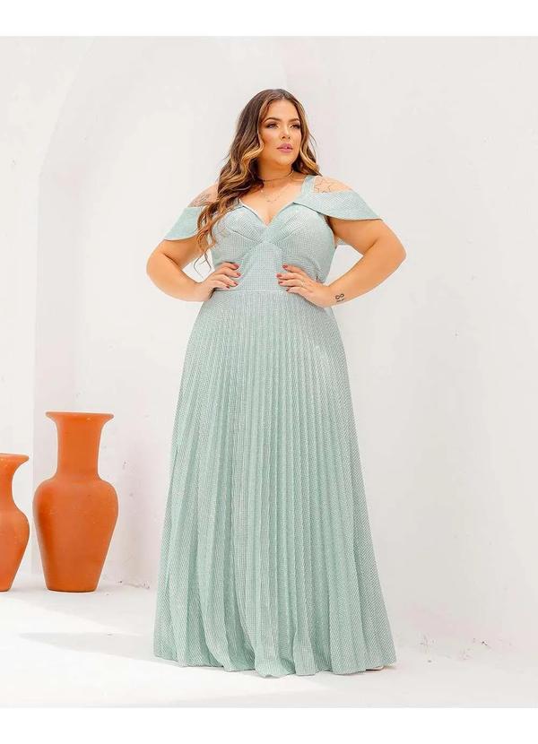 Cappuccino - Vestido Cappuccino Longo com Detalhe Ombro Verde Verde