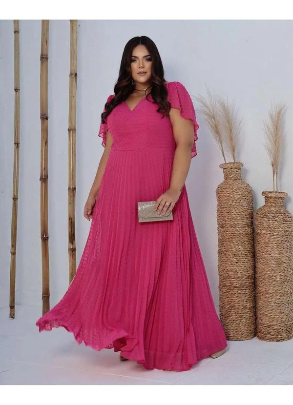 Cappuccino - Vestido Cappuccino Longo com Manga Rosa Rosa 1