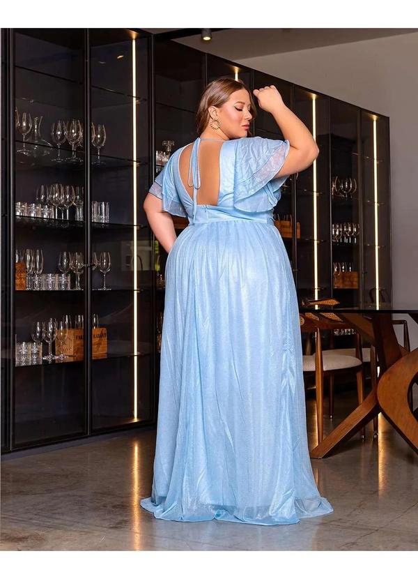 Cappuccino - Vestido Cappuccino Longo Decote Azul Azul