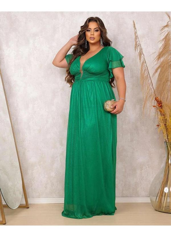 Cappuccino - Vestido Cappuccino Longo Decote Verde Verde