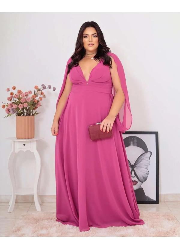 Cappuccino - Vestido Cappuccino Longo Detalhe Ombro Rosa Rosa