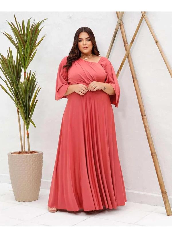Cappuccino - Vestido Cappuccino Longo Faixa Salmao Rosa