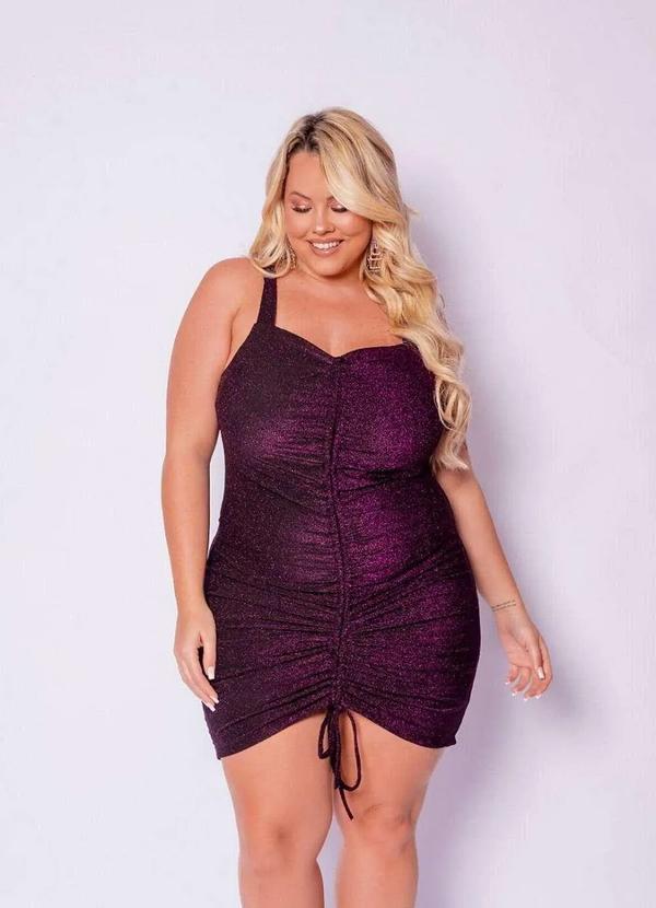 It Curves - Vestido Plus Size Ajuste Frontal com Brilho Roxo