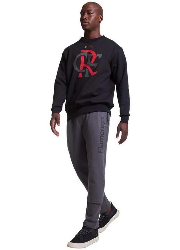 Reserva - Calça Moletom Flamengo Reserva Cinza Mescla/Preto