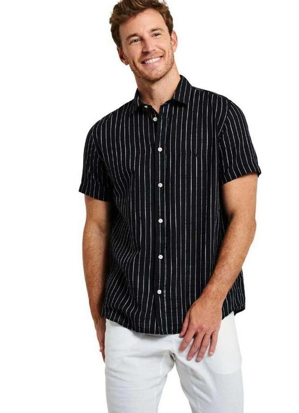 Reserva - Camisa Manga Curta Linho Sun Reserva Preto