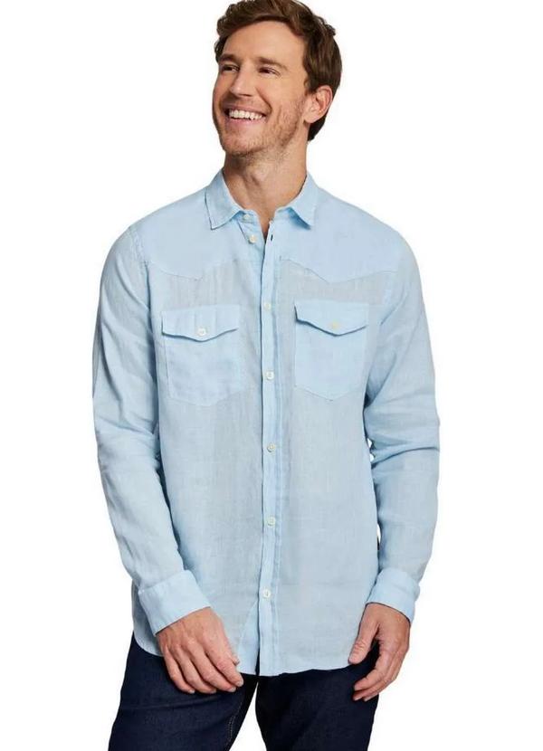 Reserva - Camisa Manga Longa Linho Western Reserva Azul Claro