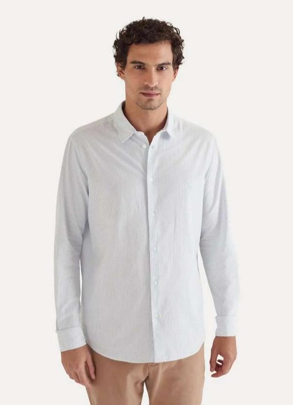 Reserva - Camisa Manga Longa Oxford Ft Listrada Reserva Azul Claro