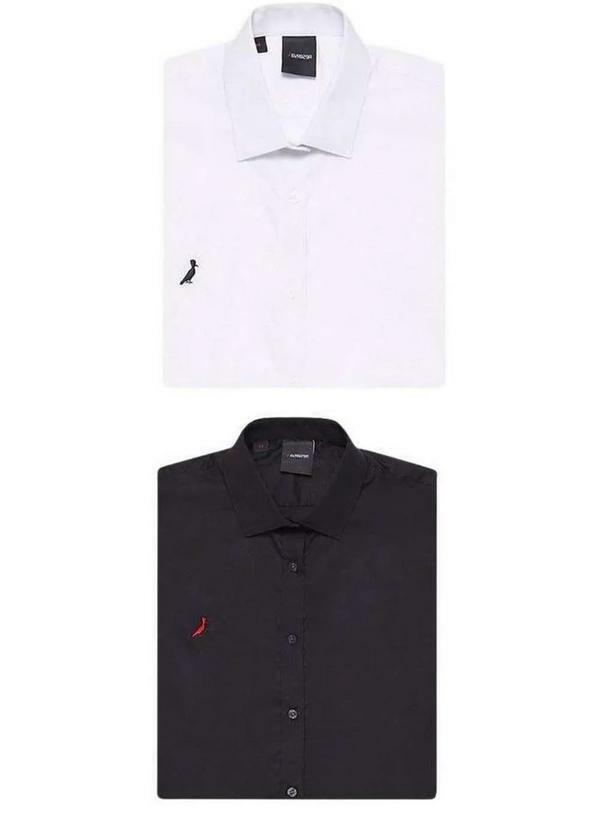 Reserva - Kit 2 Camisas Oxford Stretch Cores Reserva Branco/Preto