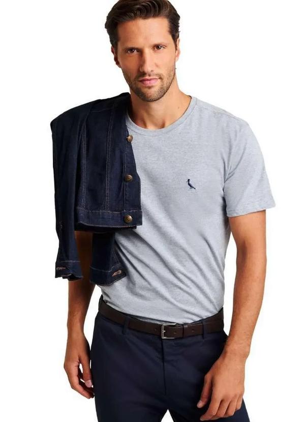 Reserva - Camiseta Algodão Gota Pica Pau Bordado Reserva Cinza Mescla