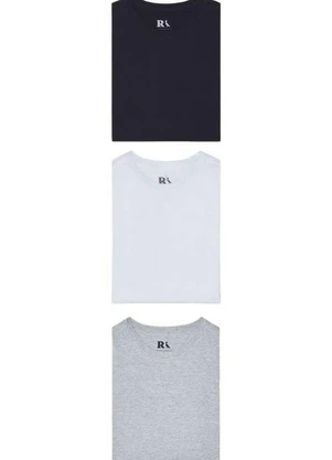 Reserva Kit Camisetas Básicas Reserva Reserva Preto/Branco/Cinza