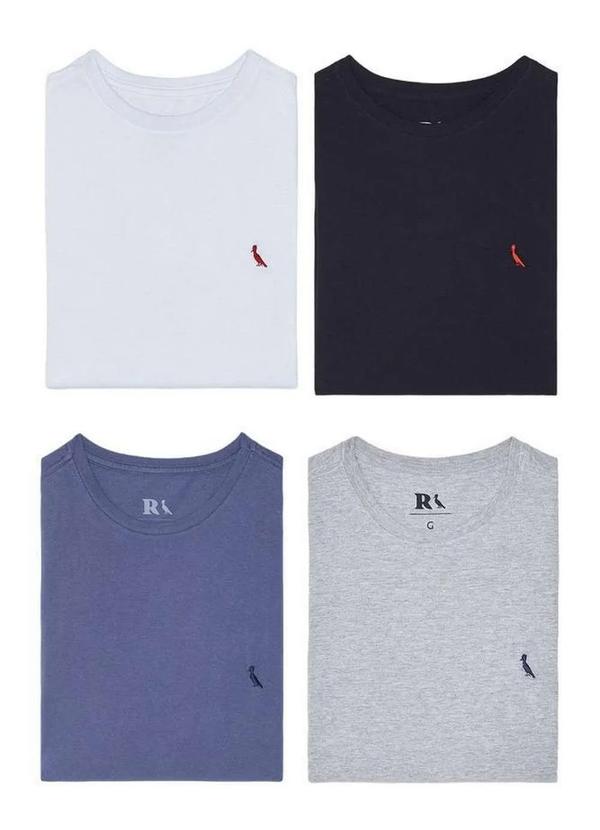 Reserva - Kit 4 Camisetas Pica Pau Gota e Brasa Reserva Preto/Branco/Cinza/Azul