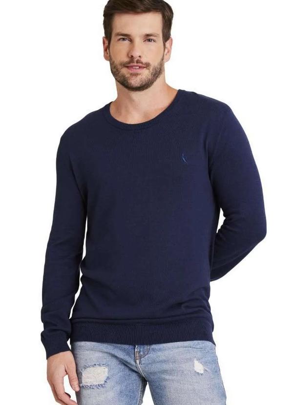 Reserva - Tricot Básico Gola Careca Reserva Marinho