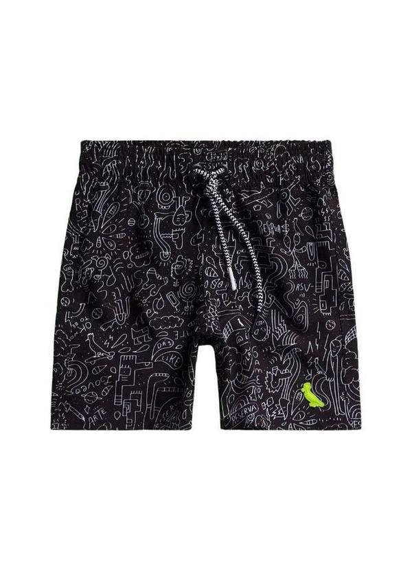 Reserva Mini - Short Praia Estampa Doodles Reserva Mini Preto