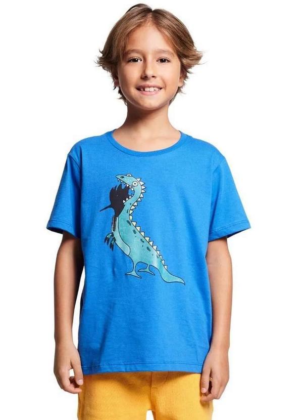 Reserva Mini - Camiseta Algodão Pica Pau Fantasia Dino Reserva Mini Azul Royal