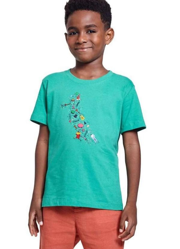 Reserva Mini - Camiseta Mini Pica Pau Folia Reserva Mini Verde Bandeira/Marinho