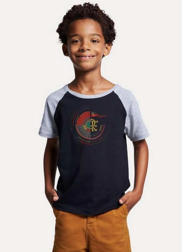 Reserva Mini - Camiseta Raglan Maraca Reserva Mini Cinza Mescla/Preto