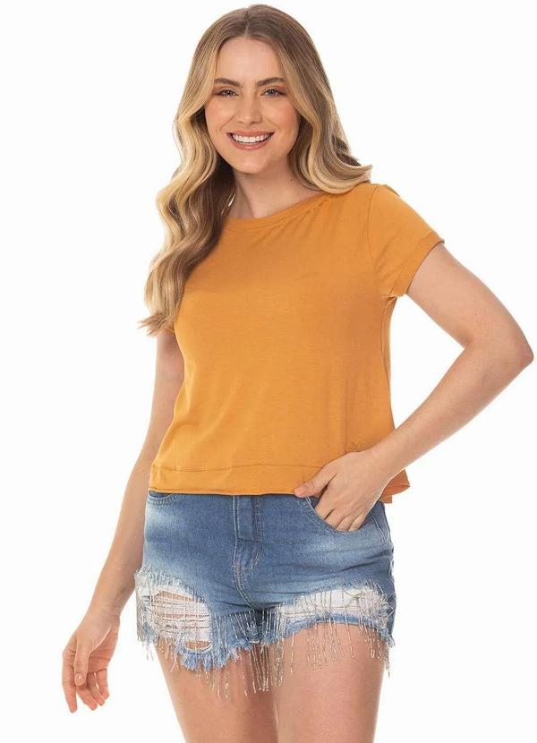 We Happy - T-Shirt Feminina Recortes 100275 Marrom Marrom