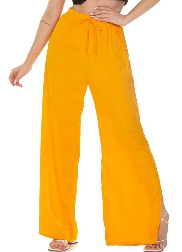 Zipituka - Calca Pantalona Viscose Fenda Zipituka 936 Amarelo Amarelo