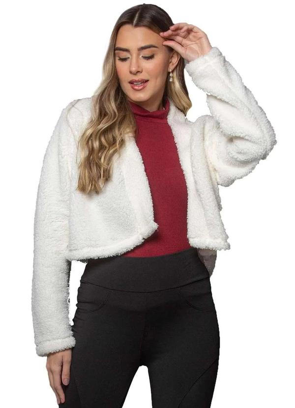 Zipituka - Casaco Cropped Teddy 996 Branco Branco