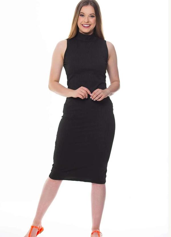 Zipituka - Vestido Canelado Regata Gola Alta Zipituka 974 Preto Preto 1
