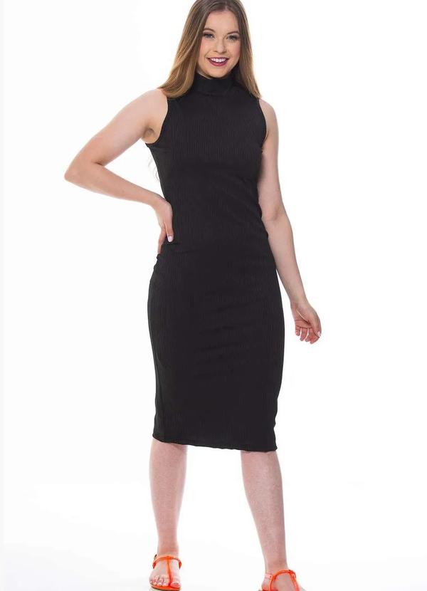 Zipituka - Vestido Canelado Regata Gola Alta Zipituka 974 Preto Preto 2