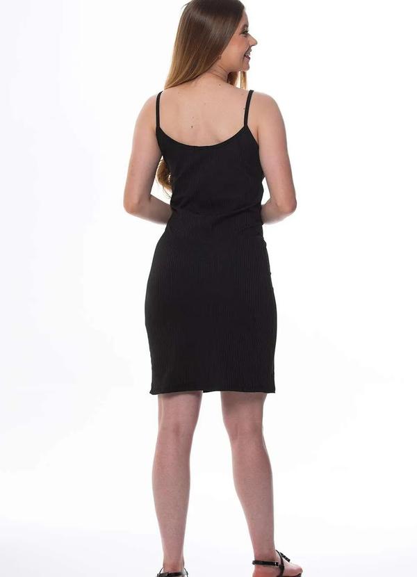 Zipituka - Vestido Curto Canelado Zipituka com Alcas Finas 56 Preto Preto 3