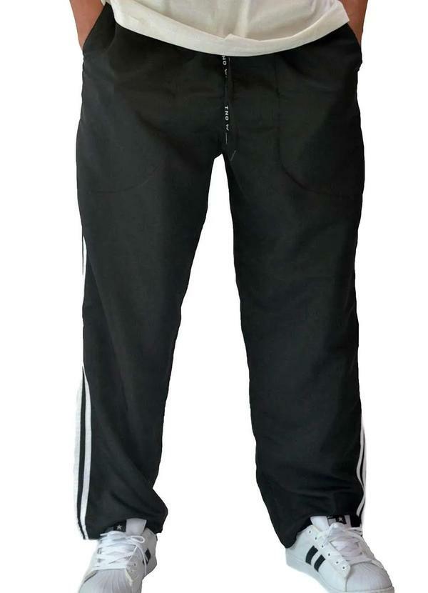 Tno - Calca Masculina Tactel Reta Esportiva Tno 812 Preto Preto