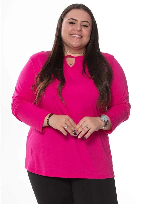 Zipituka - Blusa Feminina Plus Size Manga Longa Zipituka 1003 Rosa Rosa