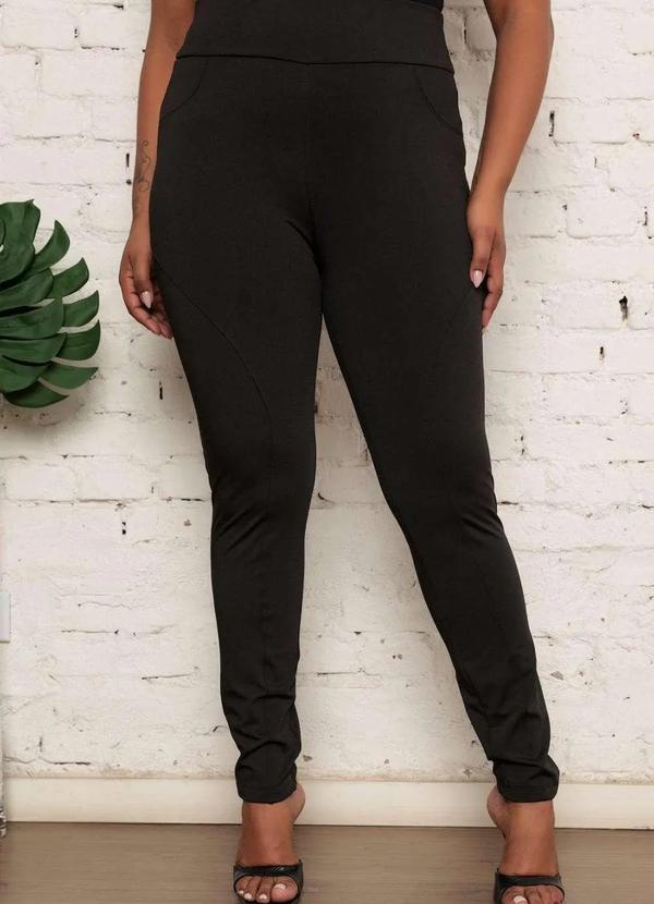 Zipituka - Calca Montaria Plus Size Flanelada Detalhe Recorte Preto Preto