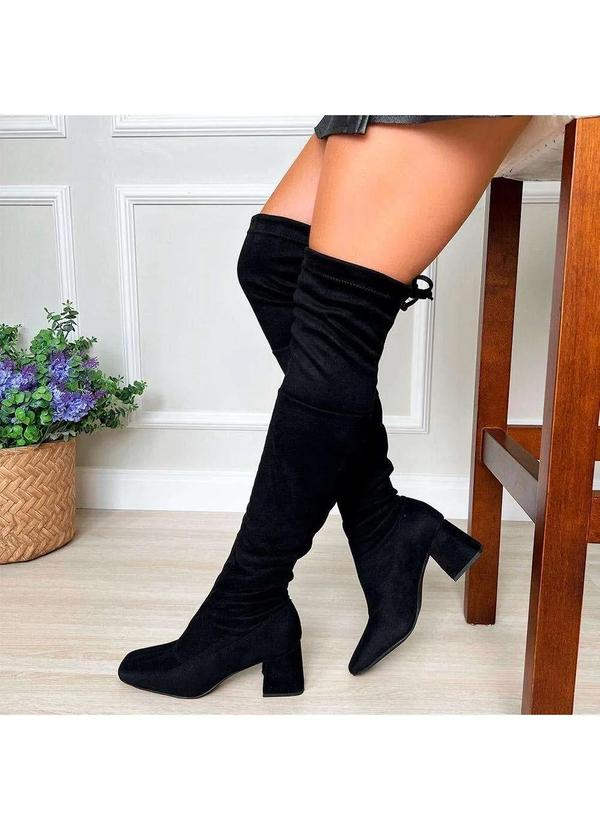 HOT Knee Boots Looks Com Bota Over The Knee Preta Bota Preta