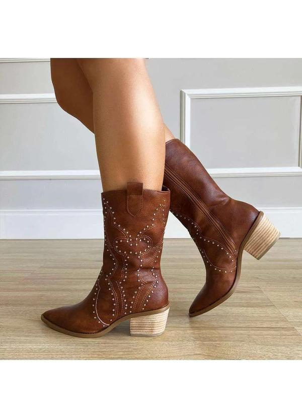 Damannu Shoes - Bota Western Bianca Caramelo Marrom 1