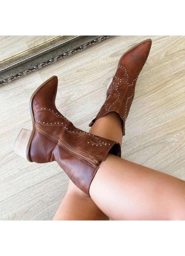 Damannu Shoes - Bota Western Bianca Caramelo Marrom 4