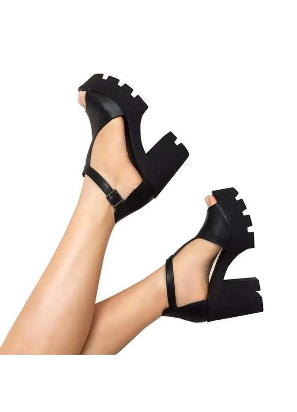 Damannu Shoes - Sandália Tratorada Block Preta Preto