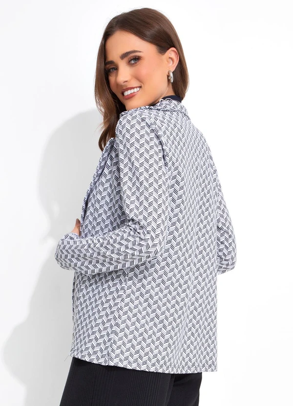 Rosalie - Blazer Geométrico Preto e Branco em Moletinho 3