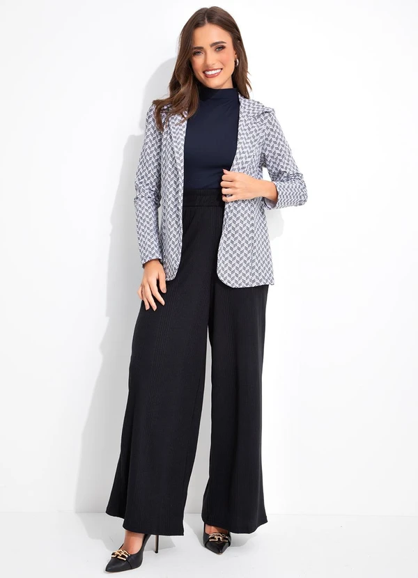 Rosalie - Blazer Geométrico Preto e Branco em Moletinho 4