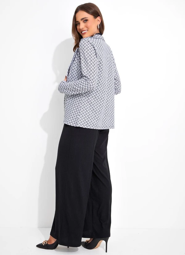Rosalie - Blazer Geométrico Preto e Branco em Moletinho 5