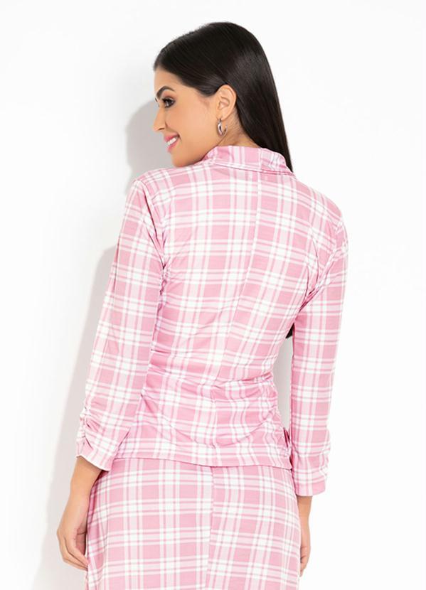 Outlet - Blazer Xadrez Rosa Mangas 3/4 2