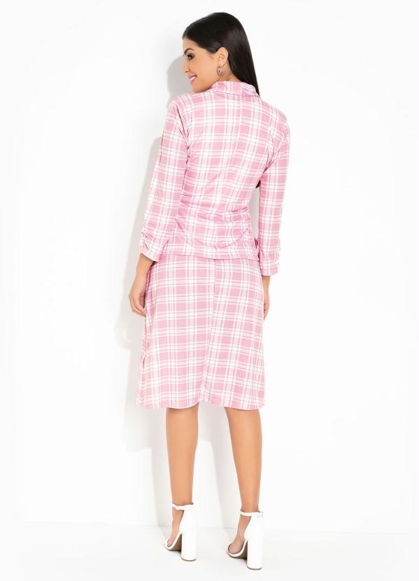 Outlet - Blazer Xadrez Rosa Mangas 3/4 4