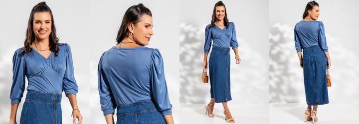 Blusa Azul em Malha
