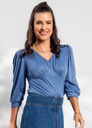 Rosalie - Blusa Azul em Malha - ROSALIE