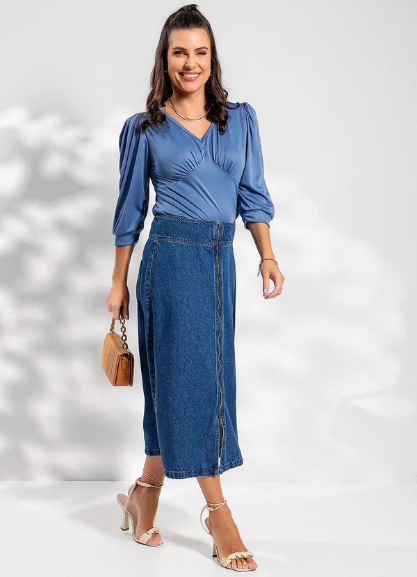 Rosalie - Blusa Azul em Malha 3