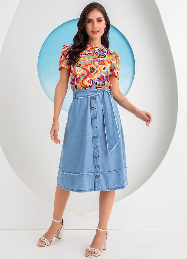 Rosalie - Blusa Abstrata em Jersey Acetinado 3