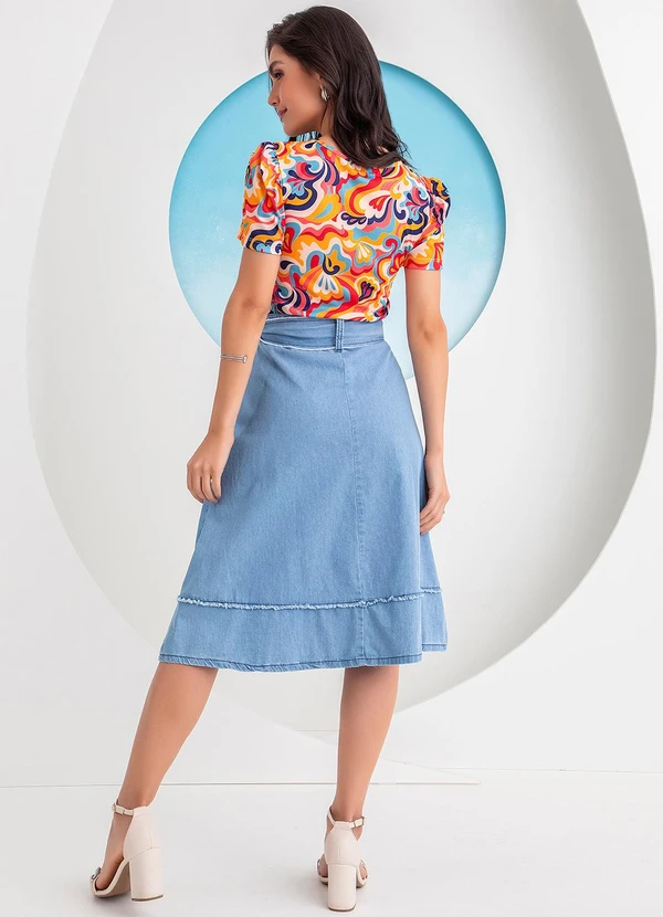 Rosalie - Blusa Abstrata em Jersey Acetinado 4