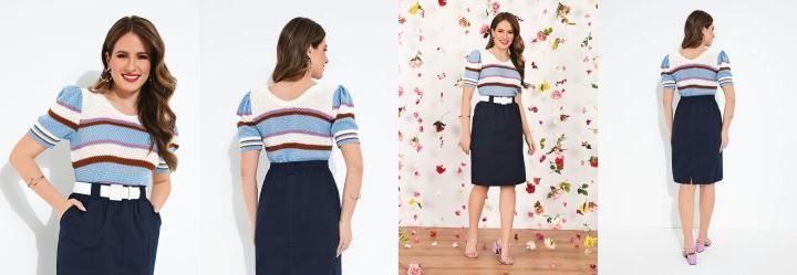 Blusa em Tric Listrada Branca