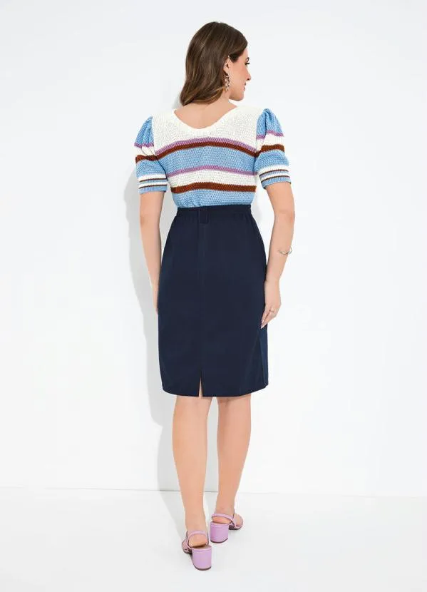 Rosalie - Blusa em Tricô Listrada Branca 4