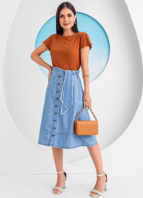 Rosalie - Blusa Ferrugem em Malha Canelada Texturizada 3