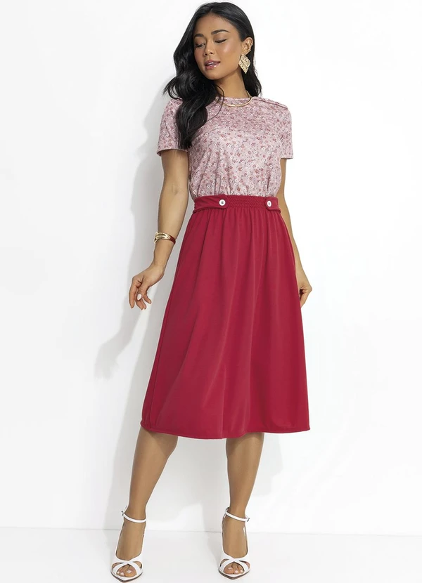 Rosalie - Blusa Floral Mini Rosê em Jersey Acetinado 3