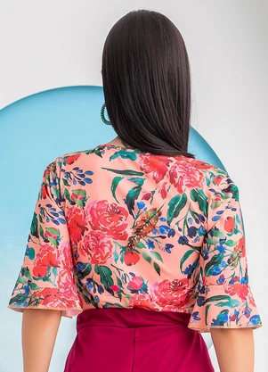 Rosalie - Blusa Floral Vibrante em Jersey Acetinado - ROSALIE